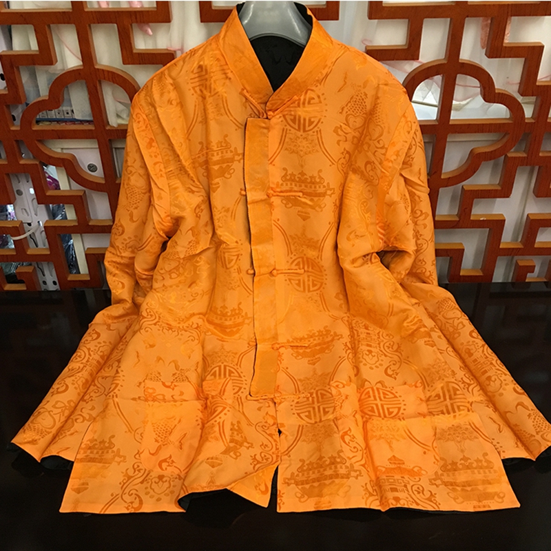 真丝万寿绸复古中式双面唐装旗袍上衣外套开衫开襟一字扣新年礼服 淘宝店铺：